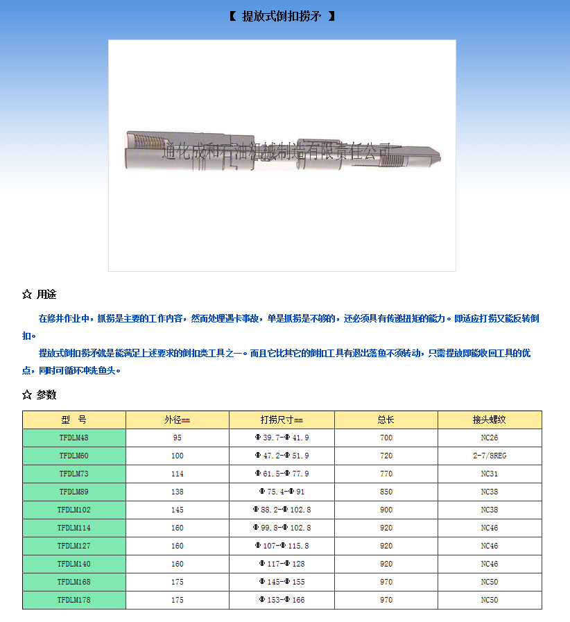 提放式倒扣撈矛 